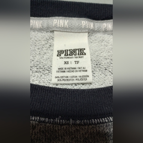 Victoria's Secret PINK Gray Crewneck with Black Trim, Size XS - Picture 4 of 5